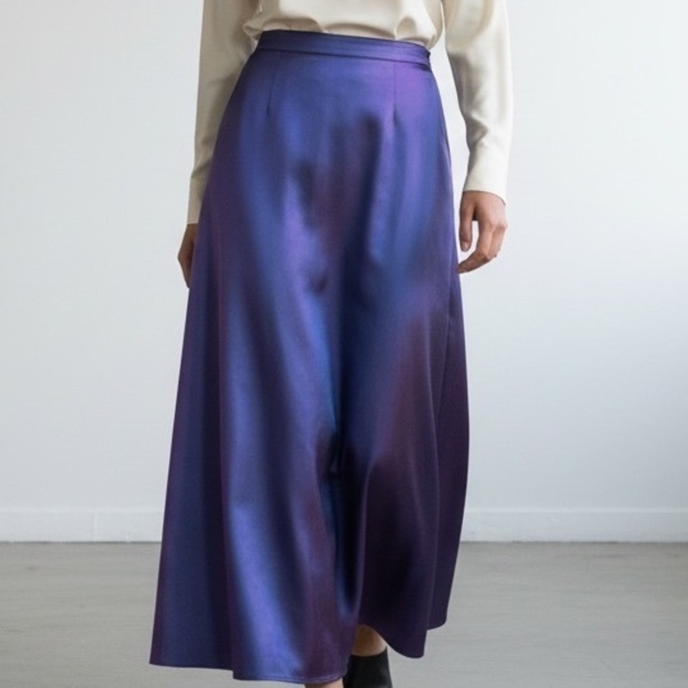 Jessica McClintock Gunne Sax Iridescent Blue Maxi Skirt Millennium 2000 13